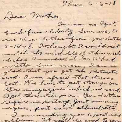 June 6, 1918 letter