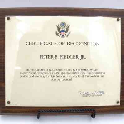 Certificate of Recognition plaque
