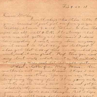 Sep 27, 1918 letter