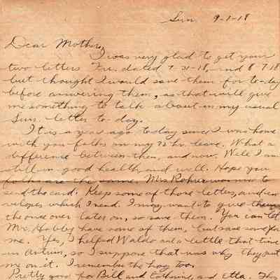 Sep 1, 1918 letter