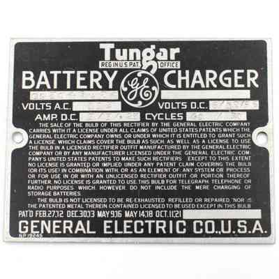 GE battery charger plaque