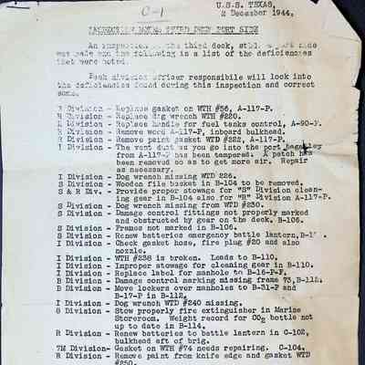 Inspection Notes 3rd Deck