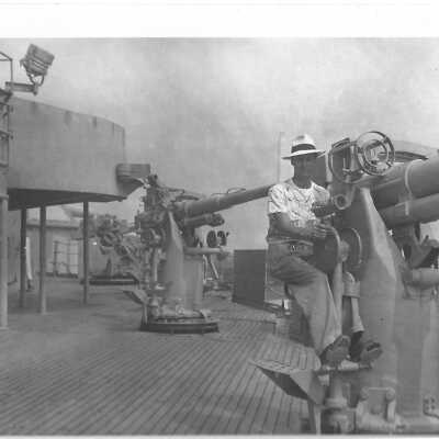 Tourist on 3" Gun Post 1948