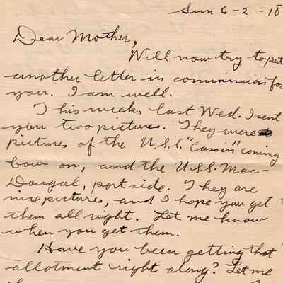 June 2X, 1918 letter
