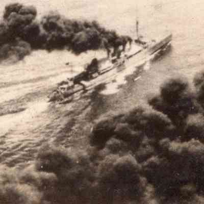 Destroyer cutting through water