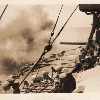One turret firing