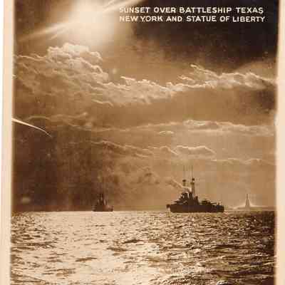 Sunset over Battleship Texas & New York