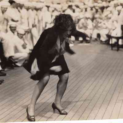 Woman dancing for crew