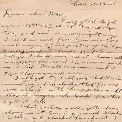 Nov 14, 1918 letter