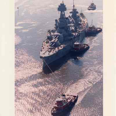 Battleship Texas moves to Galveston 1988