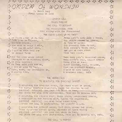 Liturgical Order of Worship