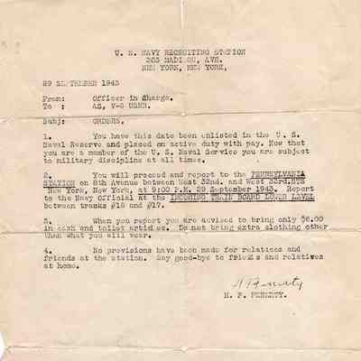 Paloscio's enlistment orders