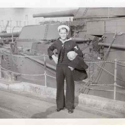 Sailor poses on wing wall