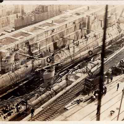 Submarines in dock