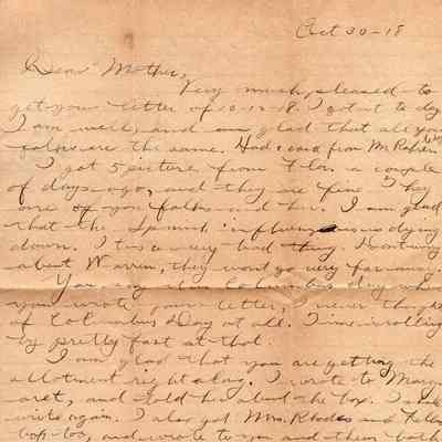 Oct 30, 1918 letter