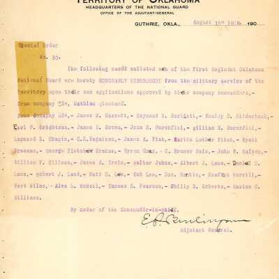 Special Order #80 Headquarters Oklahoma National Guard-1903