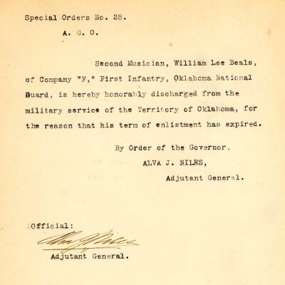 Special Order #28 Headquarters Oklahoma National Guard-1907