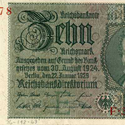 German Reichsbanknote Ten Reichsmark Type 1929 "Great Men of the 19th Century" Issue