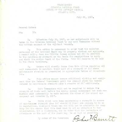 General Order #19 Headquarters Oklahoma National Guard-1927