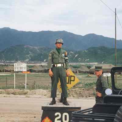 Military Police directing traffic