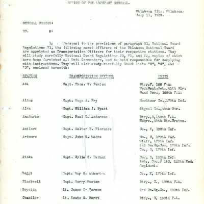 General Order #6 Headquarters Oklahoma National Guard-1929