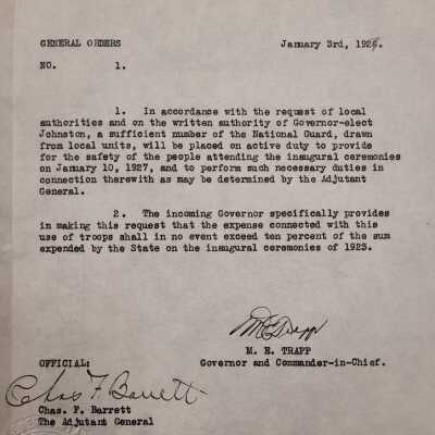 General Order #1 Headquarters Oklahoma National Guard-1927