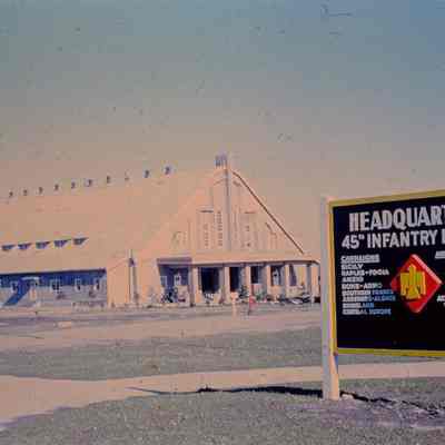 45th Division Headquarters building and sign