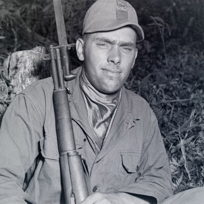 War game "enemy soldier" holding an M-1 with bayonet