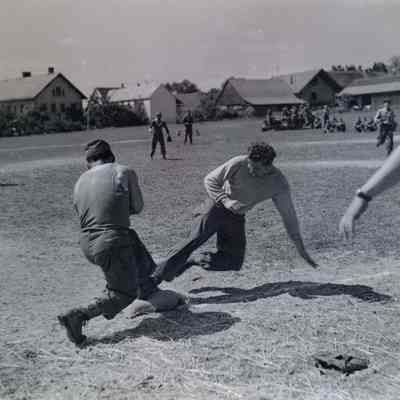 Soldiers playing baseball
