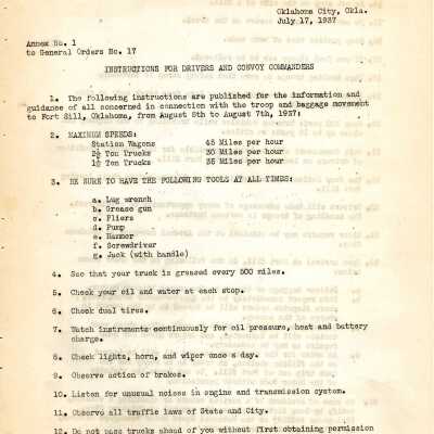General Order #17 Annex 1 Headquarters Oklahoma National Guard-1937