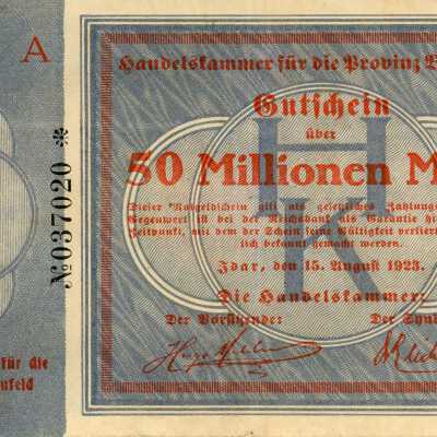 German District of Birkenfeld Fifty Million Mark Notgeld