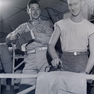 Soldiers ironing clothes