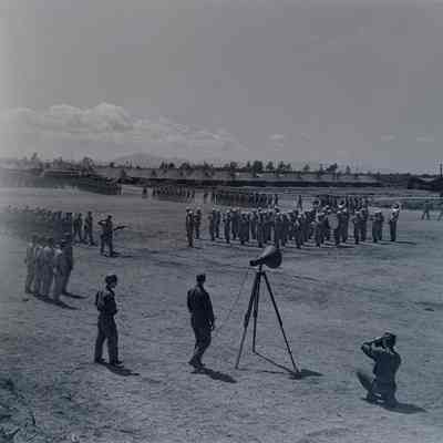 Soldiers in formation on parade ground