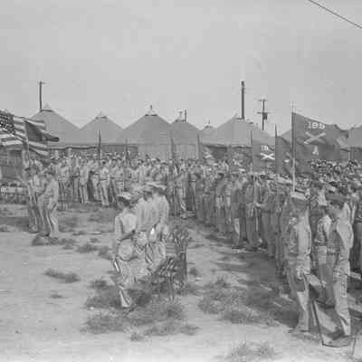 Soldiers gathered for ceremony