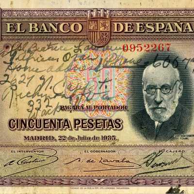 Spanish Fifty Pesetas-1935