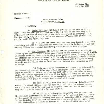General Order #32 Headquarters Oklahoma National Guard-1940