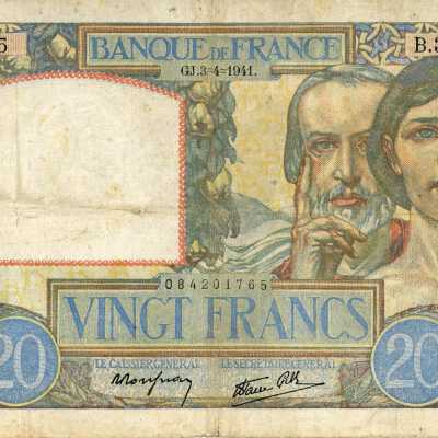 French Twenty Francs Type 1940 "Travail et Science"