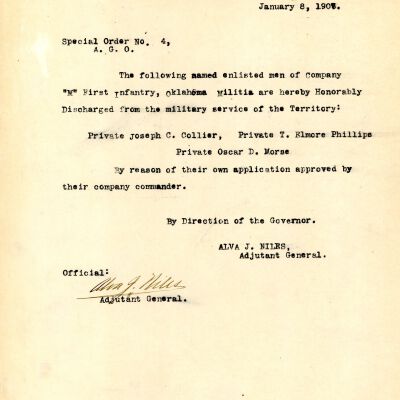 Special Order #4 Headquarters Oklahoma National Guard-1907