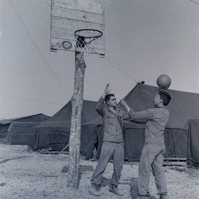 Soldiers playing basketball