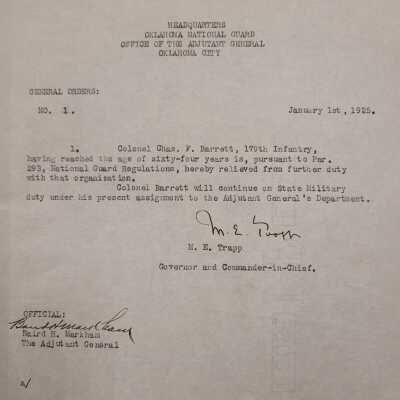 General Order #1 Headquarters Oklahoma National Guard-1925