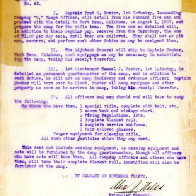 Special Order #62 Headquarters Oklahoma National Guard-1907