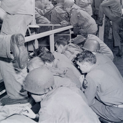 Soldiers onboard a ship