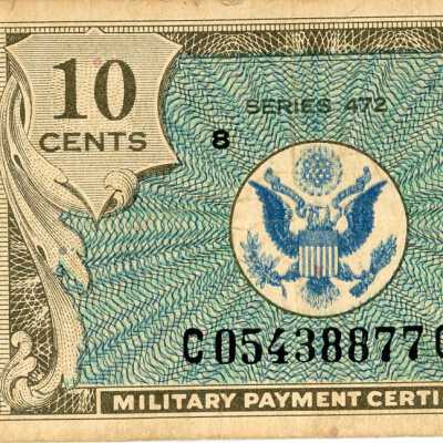 United States Military Payment Certificate Ten Cents-1948-1951