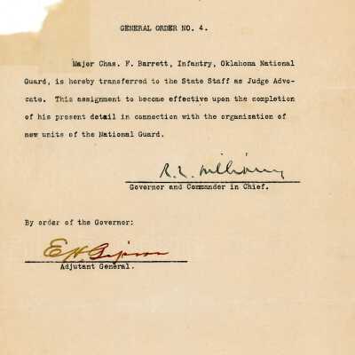 General Order #4 Headquarters Oklahoma National Guard-1918