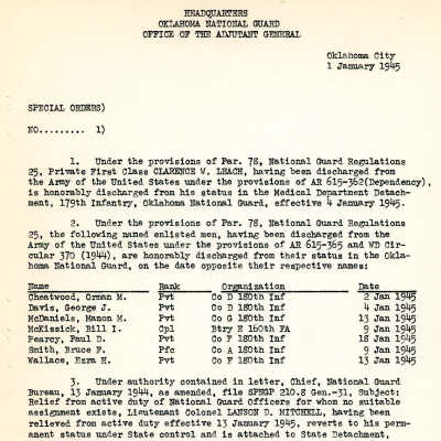 Special Orders Adjutant General 1945