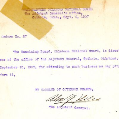 Special Order #67 Headquarters Oklahoma National Guard-1907