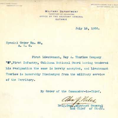 Special Order #88 Headquarters Oklahoma National Guard-1906