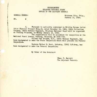 General Order #2 Headquarters Oklahoma National Guard-1930