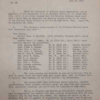 General Order #36 Headquarters Oklahoma National Guard-1923