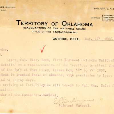 Special Order #109 Headquarters Oklahoma National Guard-1903